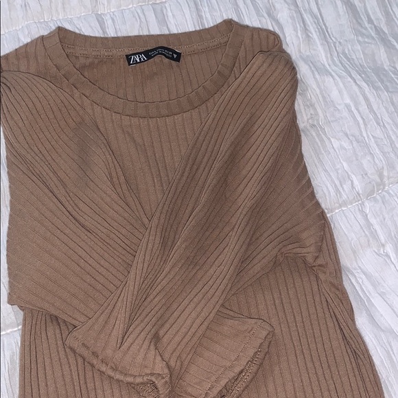 Tan ribbed dress - Picture 2 of 3